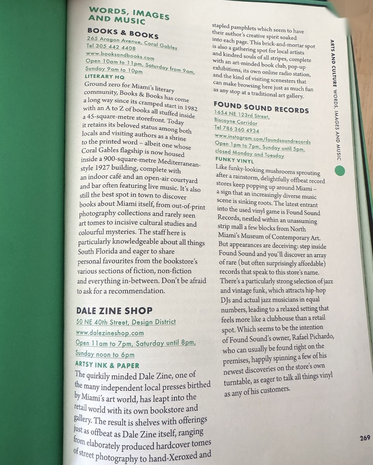 Found Sound Records listing in the Louis Vuitton Miami City Guide, page 269